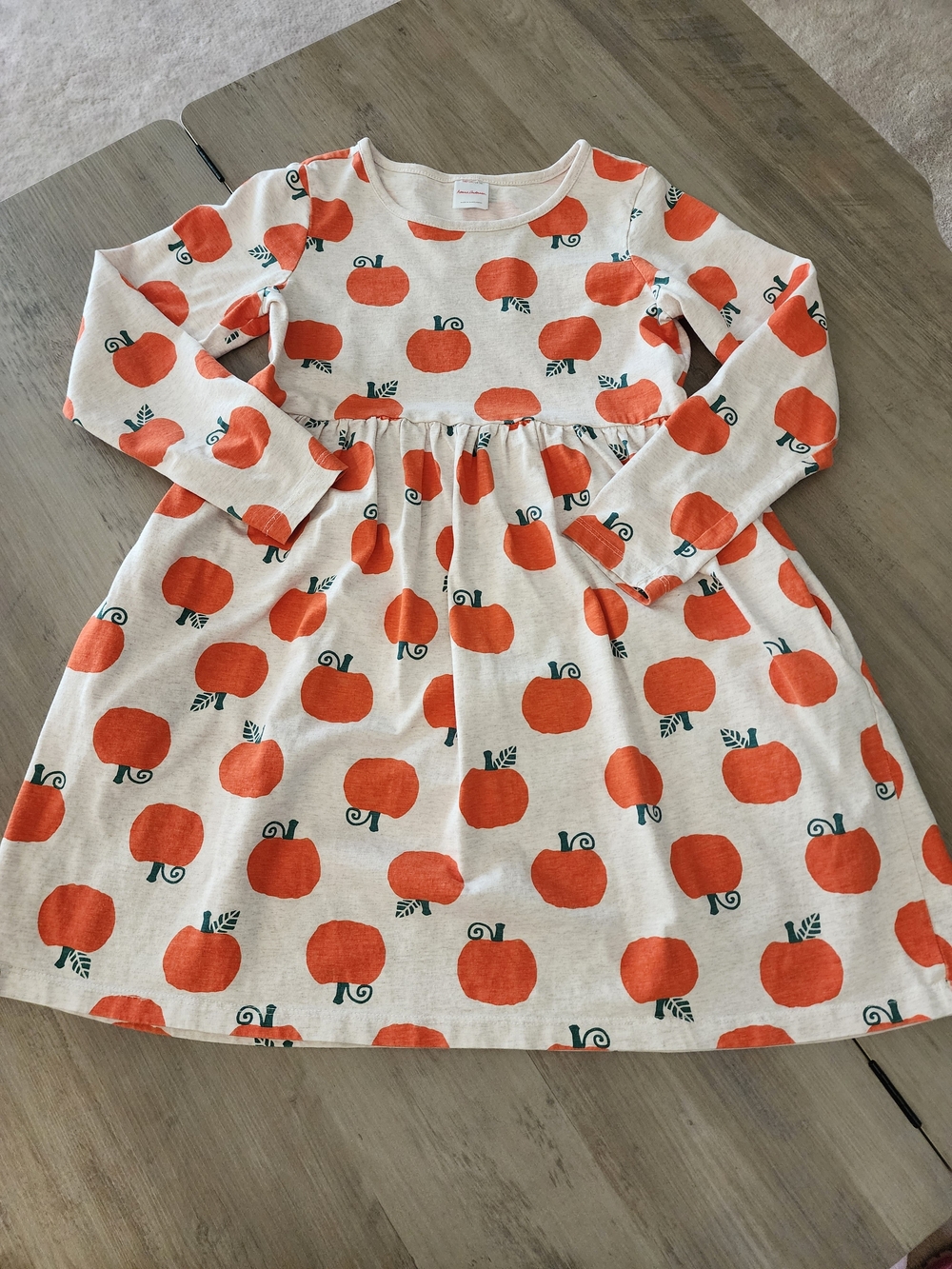 Hanna Andersson Cream Dress with Orange Pumpkin Print